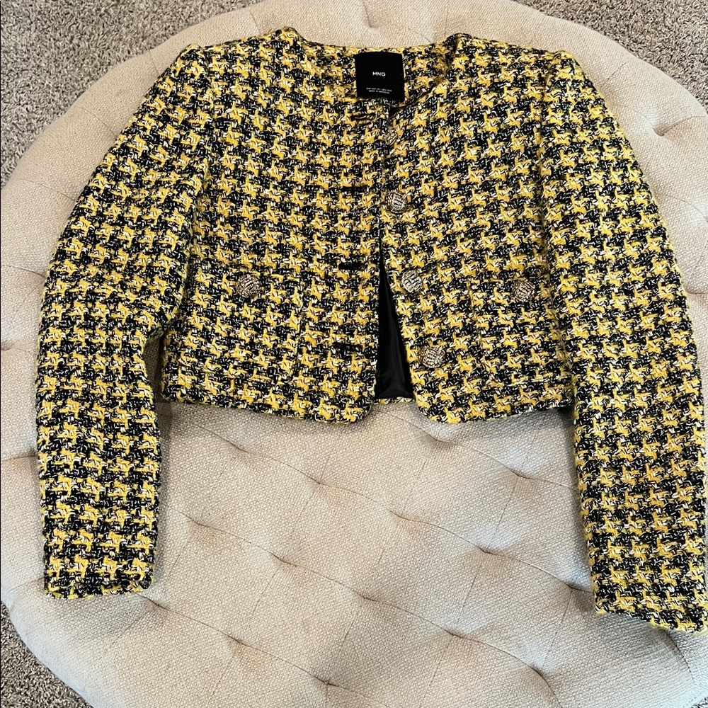 EUC Mango Cropped Yellow Blazer XS - Picture 3 of 6